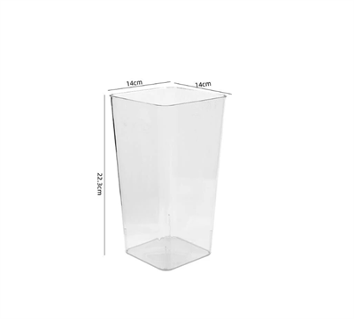 Ваза флориста прозрачная квадратная с ручкой размер S (h=22см, верх 14см) 20229