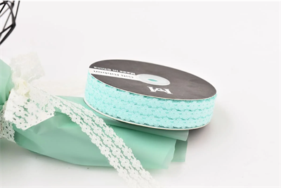 Лента кружевная дизайн «3 Цветка» (2,5см х 35 ярд) Бирюзовый 00264