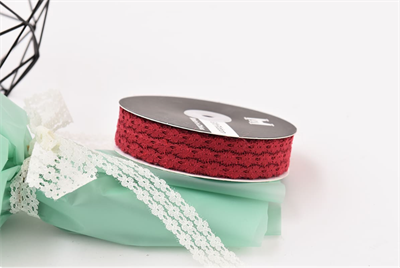 Лента кружевная дизайн «3 Цветка» (2,5см х 35 ярд) Бордовый 00260