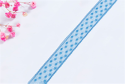 Лента кружевная дизайн «В крапинку» (1,8см х 50 ярд) Синий 03385