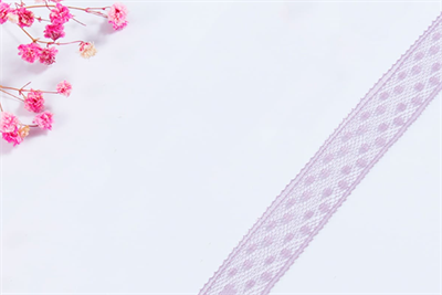 Лента кружевная дизайн «В крапинку» (1,8см х 50 ярд) Фиолетовый 03384