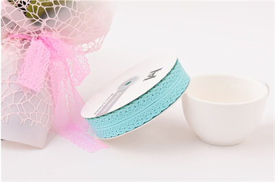 Лента кружевная с полоской (3см х 50 ярд) Бирюзовый 00246