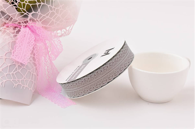 Лента кружевная с полоской  (3см х 50 ярд) Серый 18241