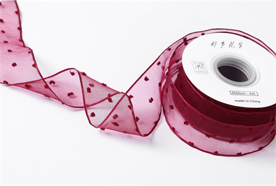 Лента мелкая сетка «Пузырьки» (4,0см х 20ярд) Бордовый 17938