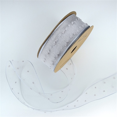 Лента мелкая сетка «Пузырьки» (4,0см х 20ярд) Серый 17940