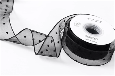 Лента мелкая сетка «Пузырьки» (4,0см х 20ярд) Чёрный 18235