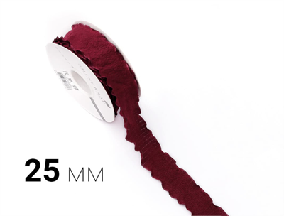 Лента дизайнерская текстильная «Rossi» (2,5см х 10ярд) Бордовый 18078