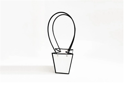 Пакет для цветов крафт форма-1 размер M (12/12 х 8/8 х 12.5см) 10 шт Белый с чёрным, плотность 230 гр 18346