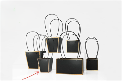 Пакет для цветов крафт форма-1 размер S (9/9 х 6.5/6.5 х 10см) 10 шт Чёрный, плотность 230 гр 18799