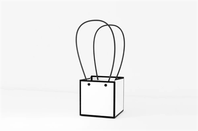 Пакет для цветов крафт форма-2 размер L (13 х 12.5 х 15см) 10 шт Белый с чёрным, плотность 230 гр 18350