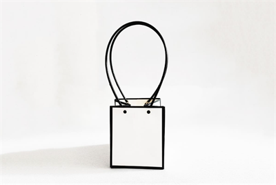 Пакет для цветов крафт форма-2 размер M (11.5 х 10.5 х 13см) 10 шт Белый с чёрным, плотность 230 гр 18349