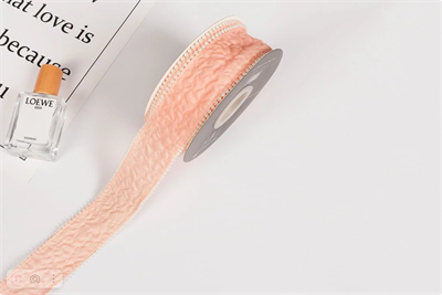 Лента органза жатая «Бусины» (4,0см х 5ярд) Шампань 19237