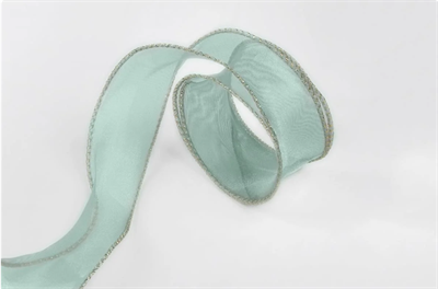 Лента органза с каймой «Kristy» (4,0см х 10ярд) Зелёный 19248