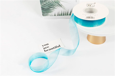 Лента органза с переливом цвета (2,5см х 30ярд) Голубой 19322