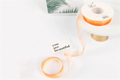 Лента органза с переливом цвета (2,5см х 30ярд) Оранжевый 19325