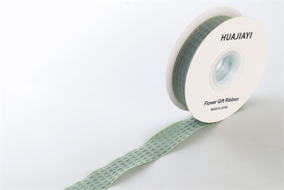 Лента текстильная «Вафельная» (2,5см х 10ярд) Зелёный 19178