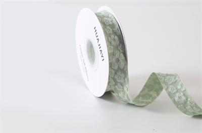 Лента текстильная рельефная «Цветы» (2,5см х 10ярд) Зелёный 19172