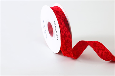 Лента текстильная рельефная «Цветы» (2,5см х 10ярд) Красный 19168