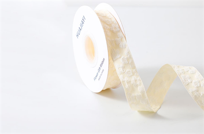 Лента текстильная рельефная «Цветы» (2,5см х 10ярд) Кремовый 19173