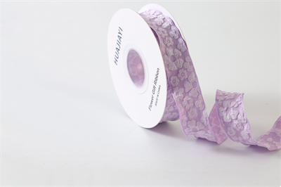 Лента текстильная рельефная «Цветы» (2,5см х 10ярд) Сиреневый 19169
