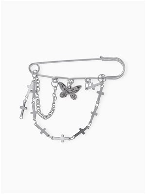 Булавка «Кресты» и бабочка, цвет серебро   10826463 10826463