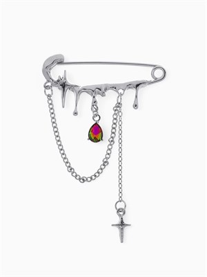 Булавка «Звёзды» с цепочками, белая в серебре 10832556