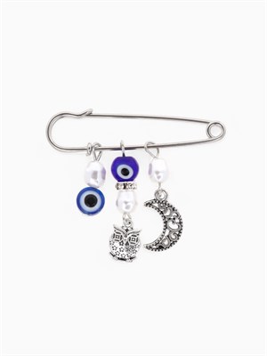 Булавка оберег «На счастье и удачу», 5 см, синяя в серебре 10839197