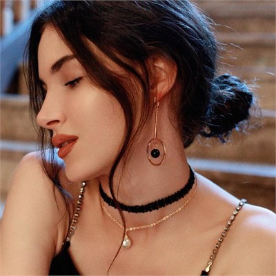 Чокер «Бусинка» кружево, цвет бело-чёрно-золотой, L=30 см 1357521 1357521