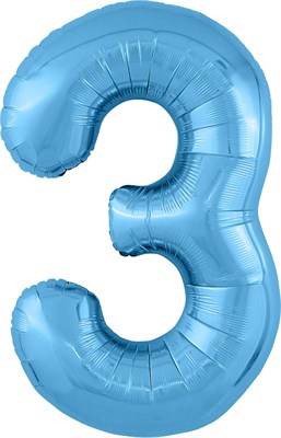 Шар (40''/102 см) Цифра Slim Голубой №3   Agura 2139790