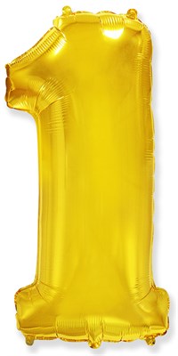 Шар (40''/102 см) Цифра SLIM Золото №1  FM 88041536