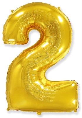 Шар (40''/102 см) Цифра SLIM Золото №2  FM 88041538