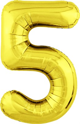 Шар (40''/102 см) Цифра Slim Золото №5  Agura 2139733