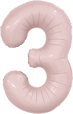 Шар (40''/102 см) Цифра Slim Пыльная роза №3  Agura 88031724