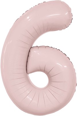 Шар (40''/102 см) Цифра Slim Пыльная роза №6  Agura 88031727