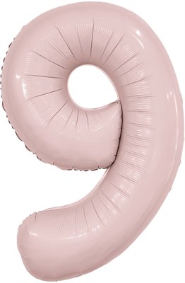 Шар (40''/102 см) Цифра Slim Пыльная роза №9  Agura 88031730