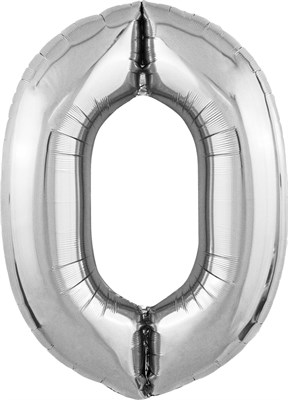Шар (40''/102 см) Цифра Slim Серебро №0  Agura 2139747