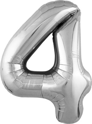 Шар (40''/102 см) Цифра Slim Серебро №4  Agura 2139734