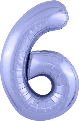 Шар (40''/102 см) Цифра Slim Пастельный фиолетовый/ №6  Agura 2139769