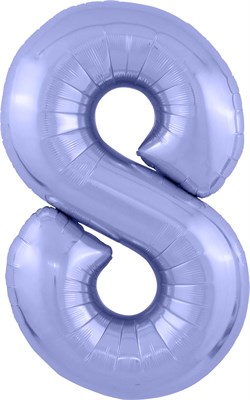 Шар (40''/102 см) Цифра Slim Пастельный фиолетовый/ №8  Agura 2139771