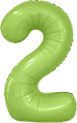 Шар (40''/102 см) Цифра Slim Мистик Фисташка Сатин №2  Agura 88026234