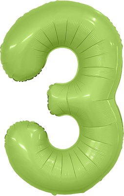 Шар (40''/102 см) Цифра Slim Мистик Фисташка Сатин №3  Agura 88026198