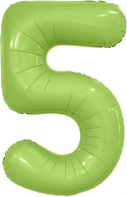 Шар (40''/102 см) Цифра Slim Мистик Фисташка Сатин №5  Agura 88026199