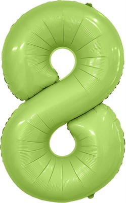 Шар (40''/102 см) Цифра Slim Мистик Фисташка Сатин №8  Agura 88026204