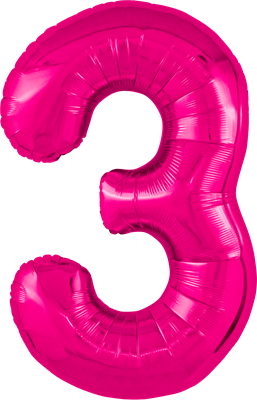 Шар (40''/102 см) Цифра Slim Фуксия Сатин №3  Agura 88026214