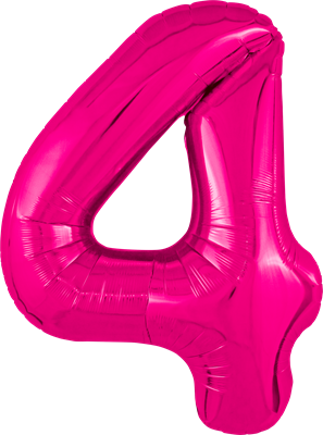 Шар (40''/102 см) Цифра Slim Фуксия Сатин №4  Agura 88026215