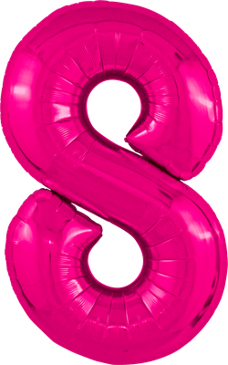 Шар (40''/102 см) Цифра Slim Фуксия Сатин №8  Agura 88031731