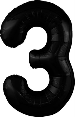 Шар (40''/102 см) Цифра Slim Черный блеск №3  Agura 88028760