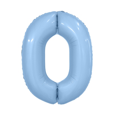 Шар (40''/102 см) Цифра Slim Небесный №0 Agura 88049604