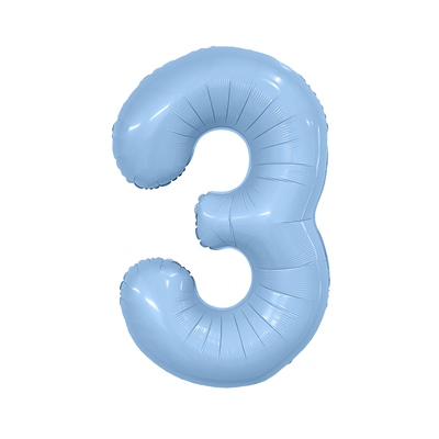 Шар (40''/102 см) Цифра Slim Небесный №3 Agura 88049559