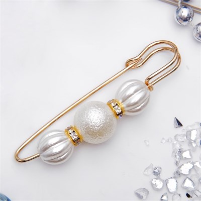 Булавка «Зефир» 7см, цвет белый в золоте   3714515 3714515